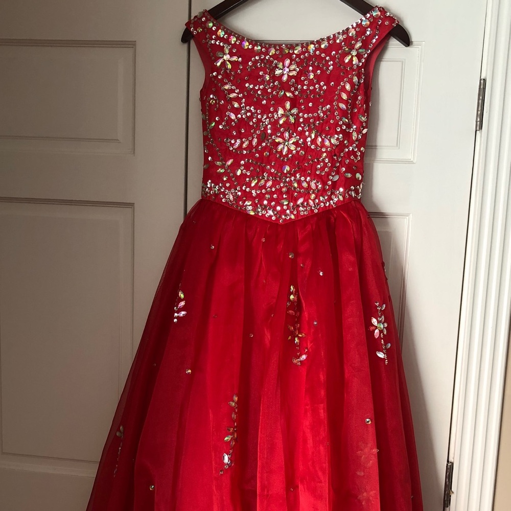 Bright red beaded dress